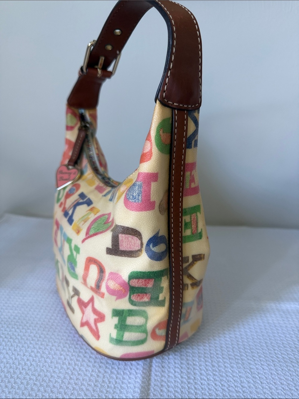 DOONEY & BOURKE Vintage Y2K Crayon Graffiti Logo Print Hobo Shoulder Bag - Picture 4 of 13
